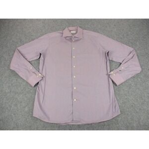 Eton Shirt Men 16 1/2 Pink Blue Contemporary Striped Button Up Long Sleeve Dress